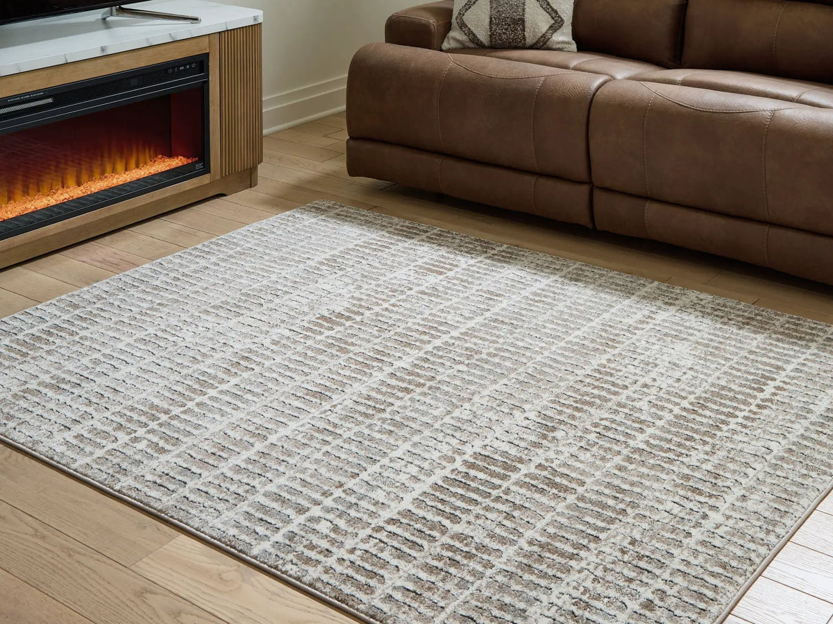 Fuadwick Area Rug | 94 x 120 Inch | Classic Stripe Pattern | Contemporary Style