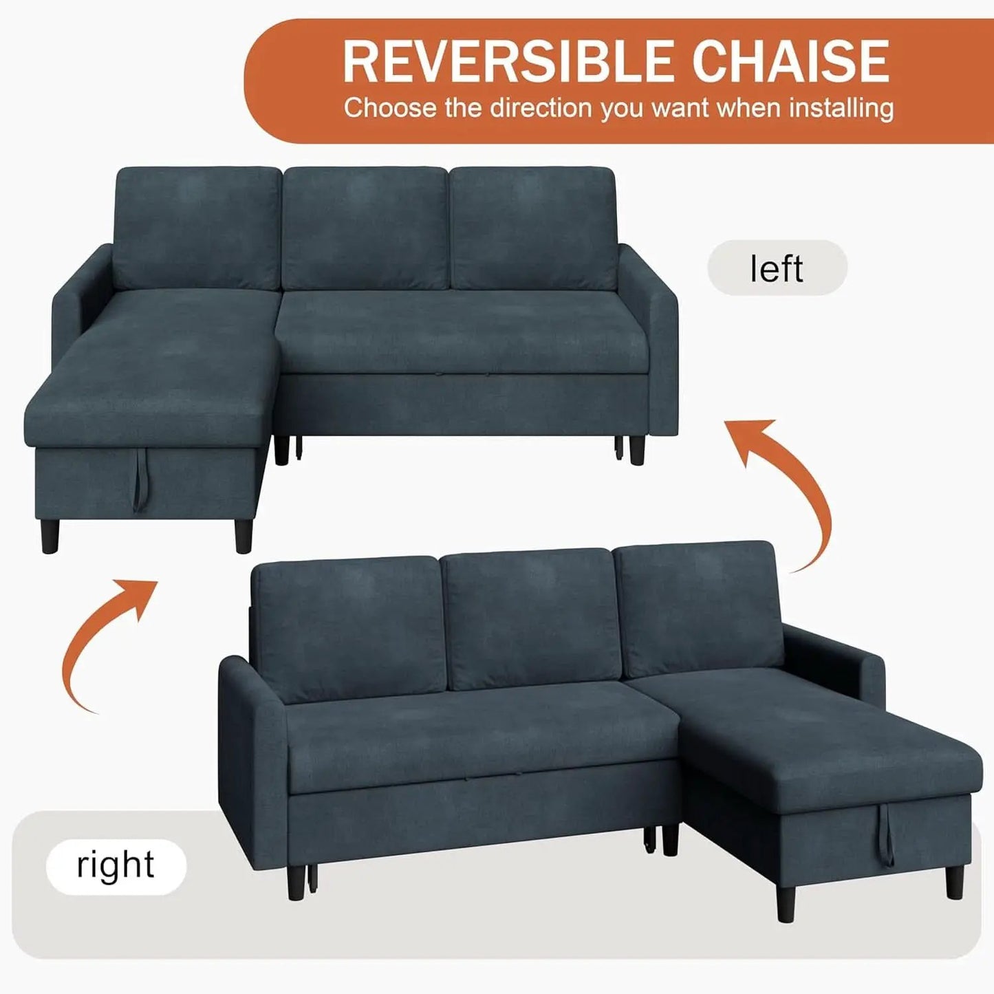 Dark Grey LShaped Convertible Sleeper Sofa Durable from PriceLows™