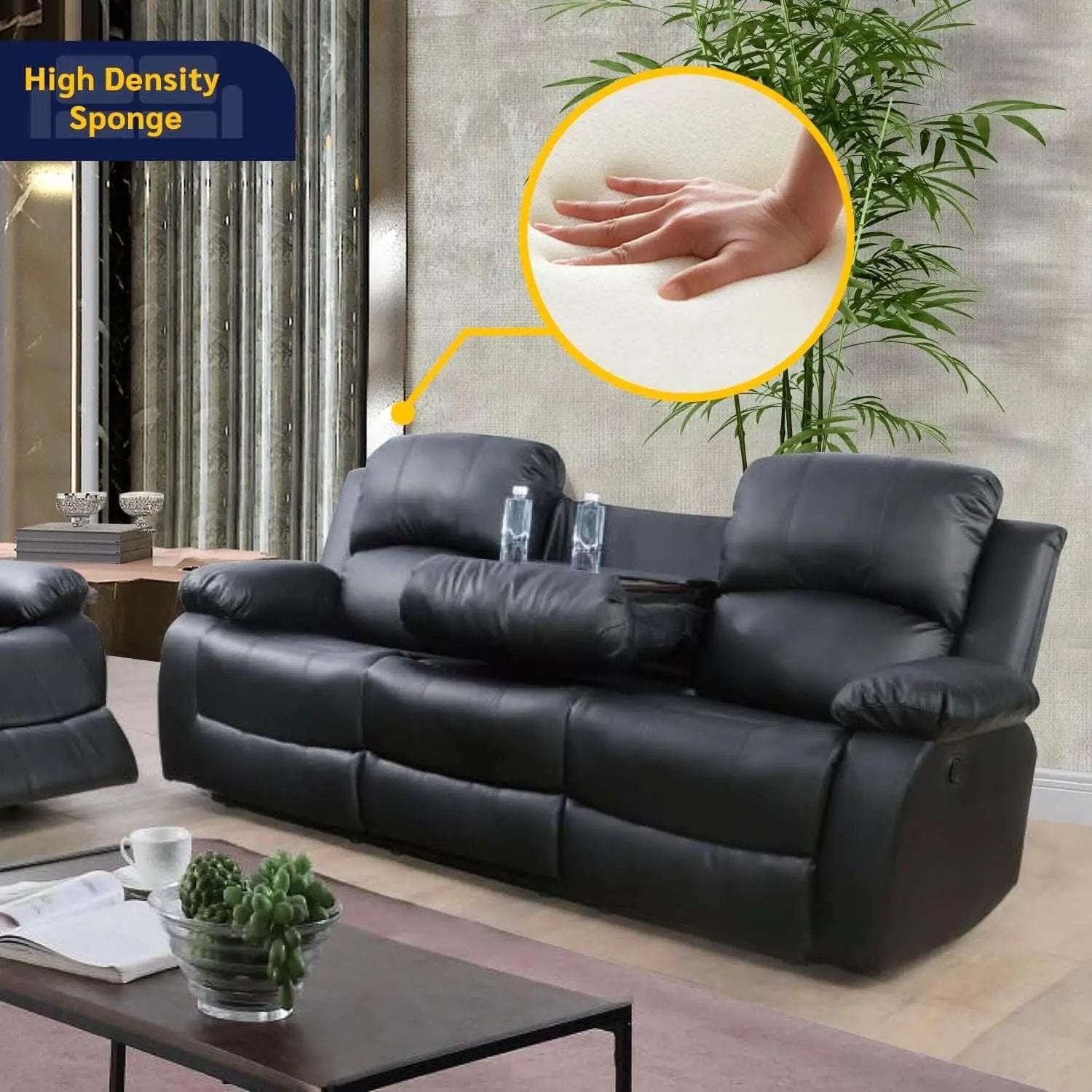 Beverly Fine 3 Piece Recliner Living Room Set Faux Leather from PriceLows™