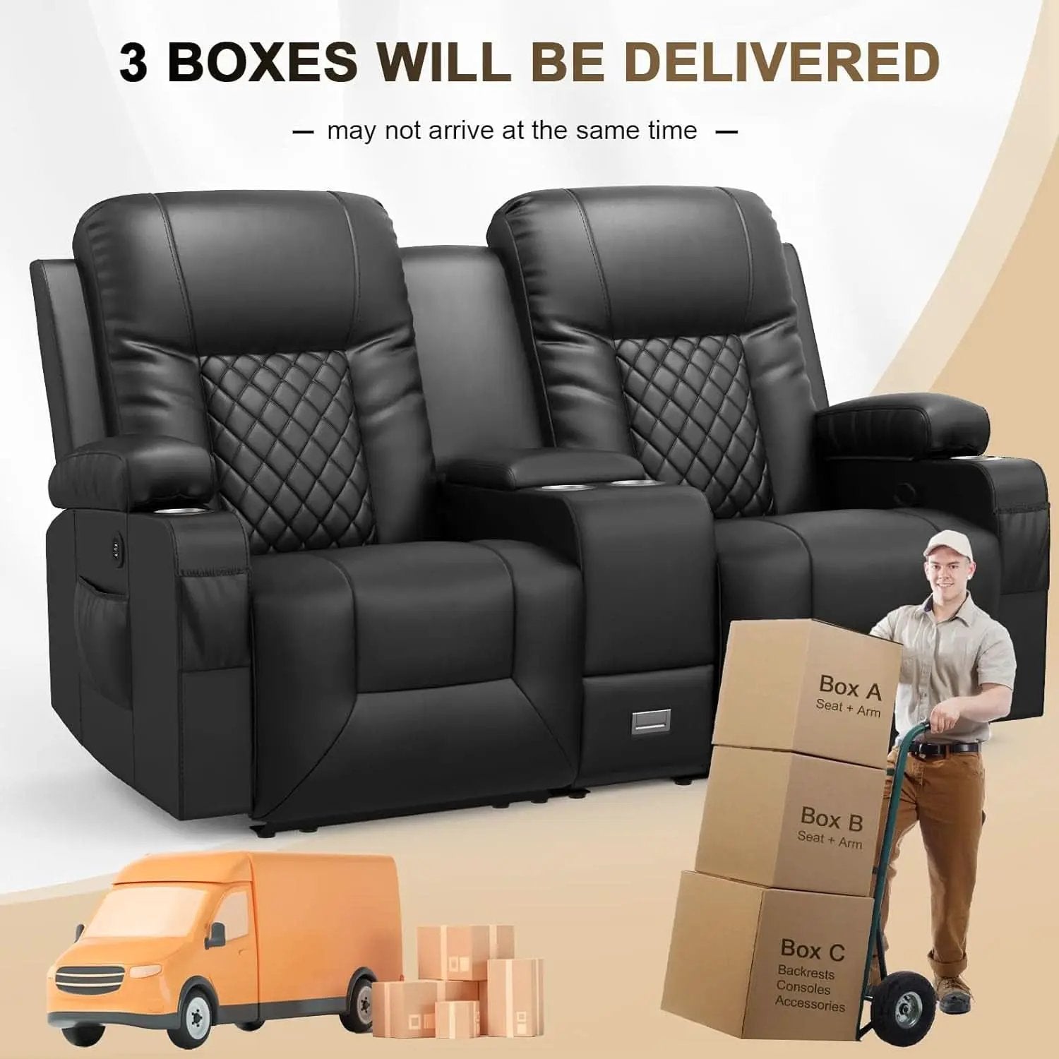 Loveseat Recliner Sofa With Storage Console And USB Ports from PriceLows™