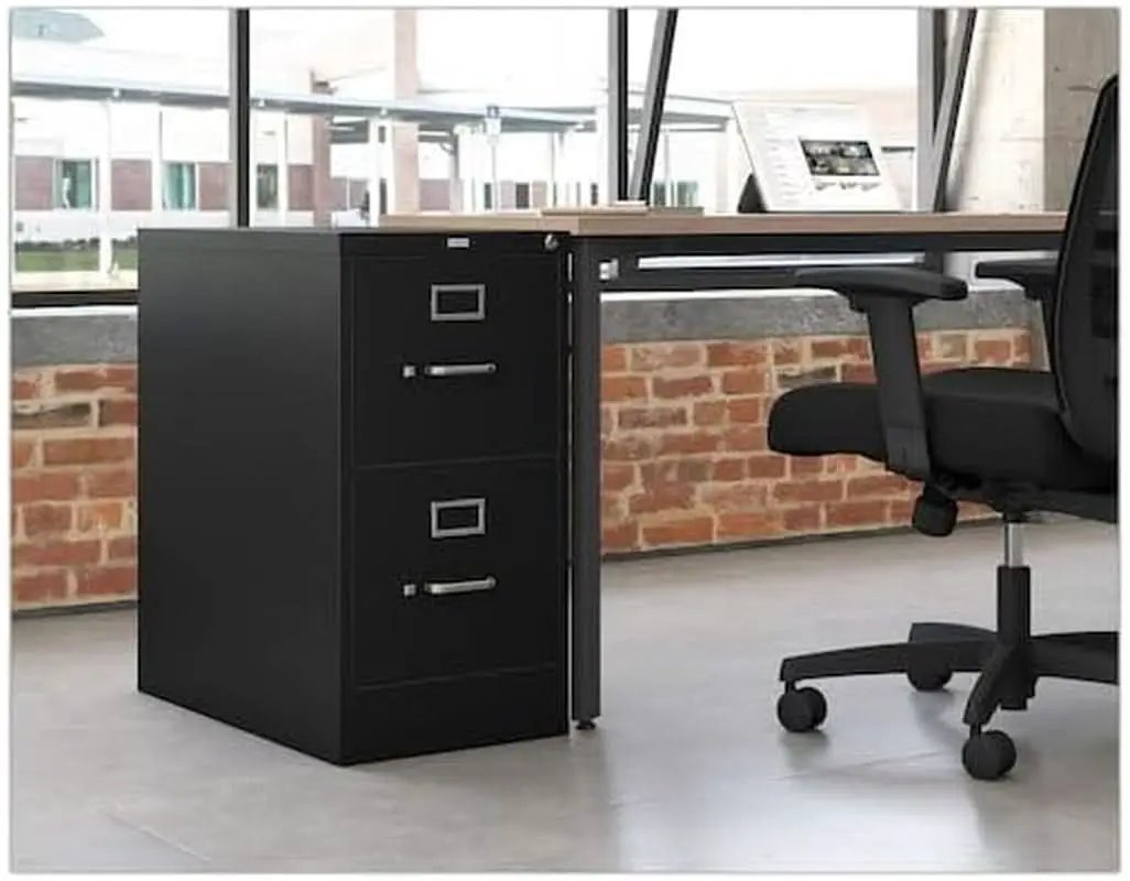 Two Drawer Office Filing Cabinet 310 Series Full Suspension Letter File Cabinet 26.5 Inch Depth Black from PriceLows™