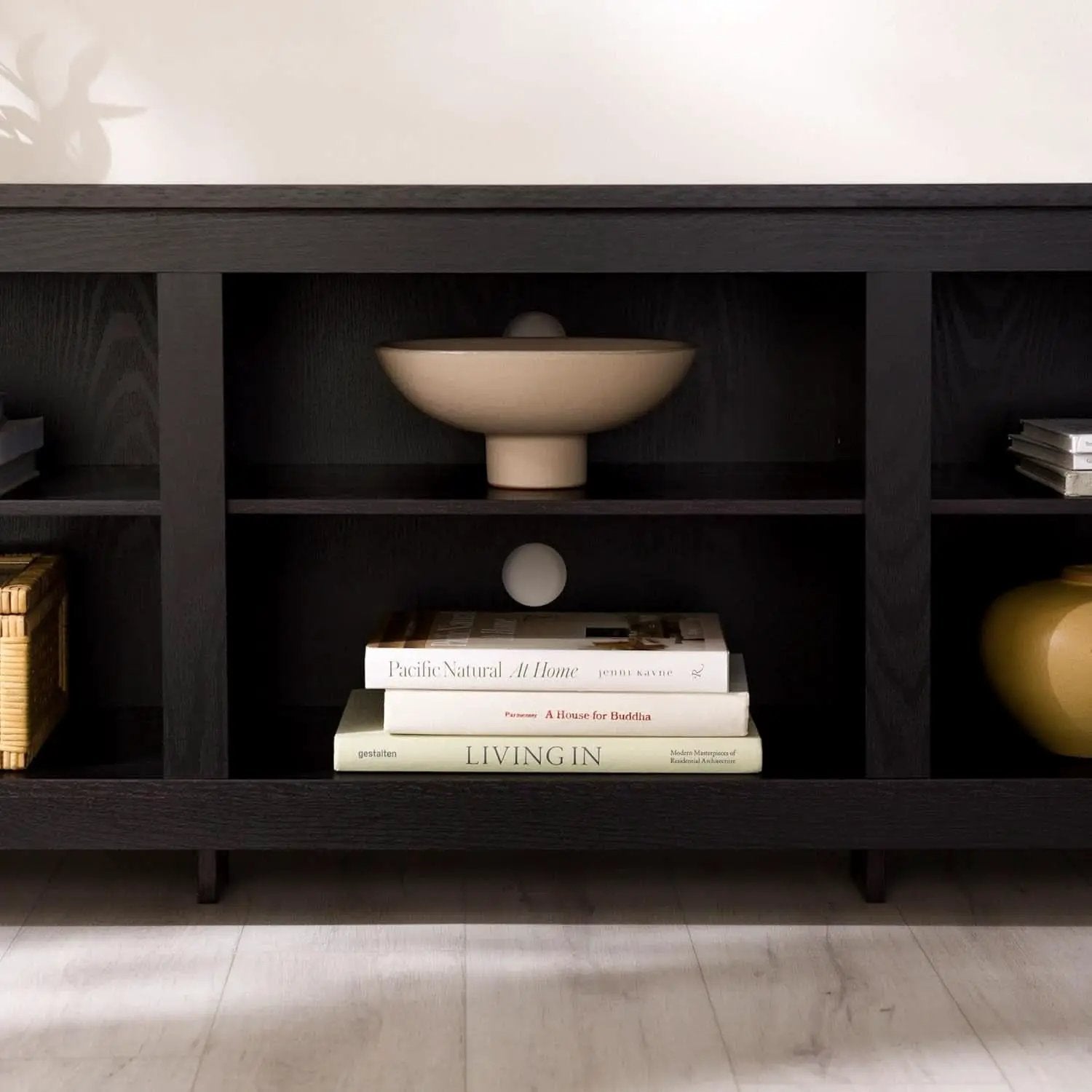 Wren Classic 6 Cubby TV Stand Black 70 Inch for 80 Inch TVs from PriceLows™
