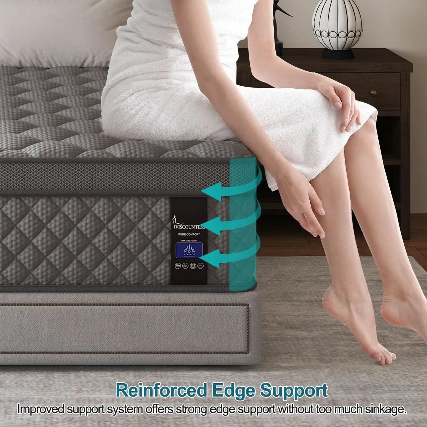 Full Gray 14Inch Premium Medium Firm Hybrid Mattress from PriceLows™