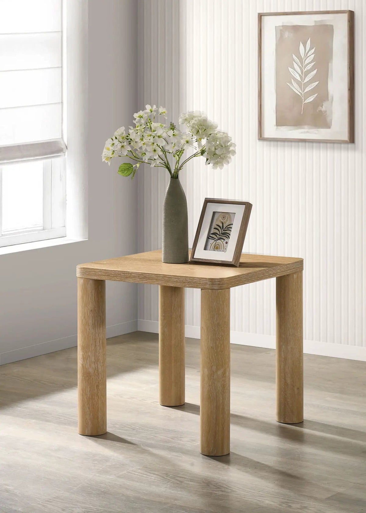 Castlewood Engineered Wood Accent Side End Table | 22 x 22 x 22 in | Engineered Wood | Light Oak