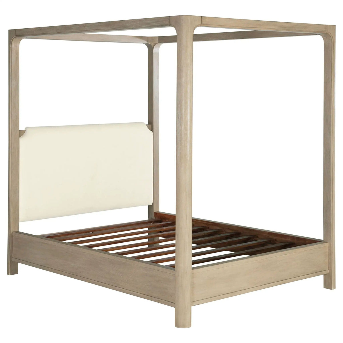 Solano 85-inch Eastern King Canopy Bed Weathered Mango | 83.25 x 89.25 x 85 in | Engineered Wood & Fabric | Bedroom