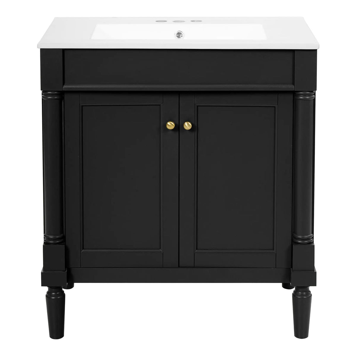 30 Inch Bathroom Vanity With Sink | Soft Close Doors | Carved French Detailing | Adjustable Shelf