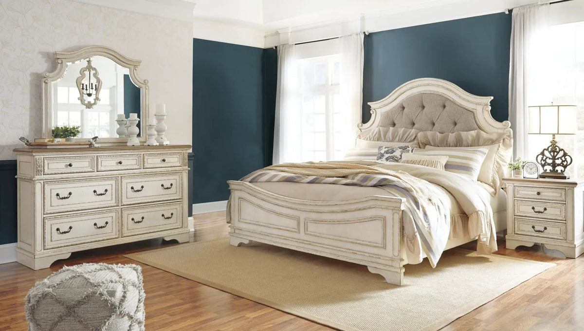 Realyn Dresser | Traditional Cottage Style | Antiqued Two-Tone Finish | Chipped White