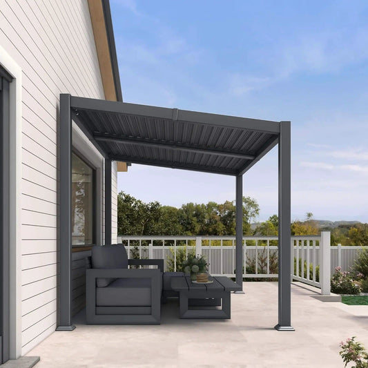 Modern Louvered Aluminum Pergola With Sloped Roof (Style 4) | Aluminum | Outdoor Living Use | Outdoor Living