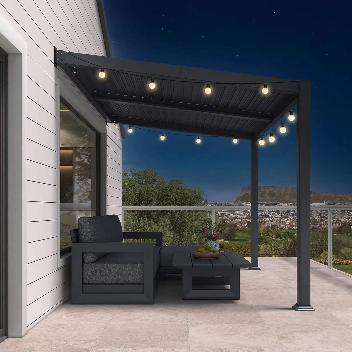 Modern Wall-Mounted Louvered Pergola With Aluminum Frame | Aluminum | Outdoor Living Use | Outdoor Living