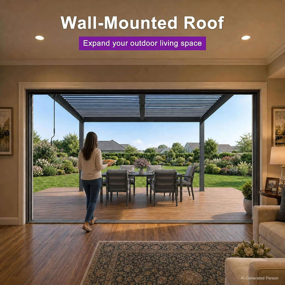 Modern Wall-Mounted Louvered Pergola With Aluminum Frame (Style 4) | Aluminum | Outdoor Living Use | Outdoor Living