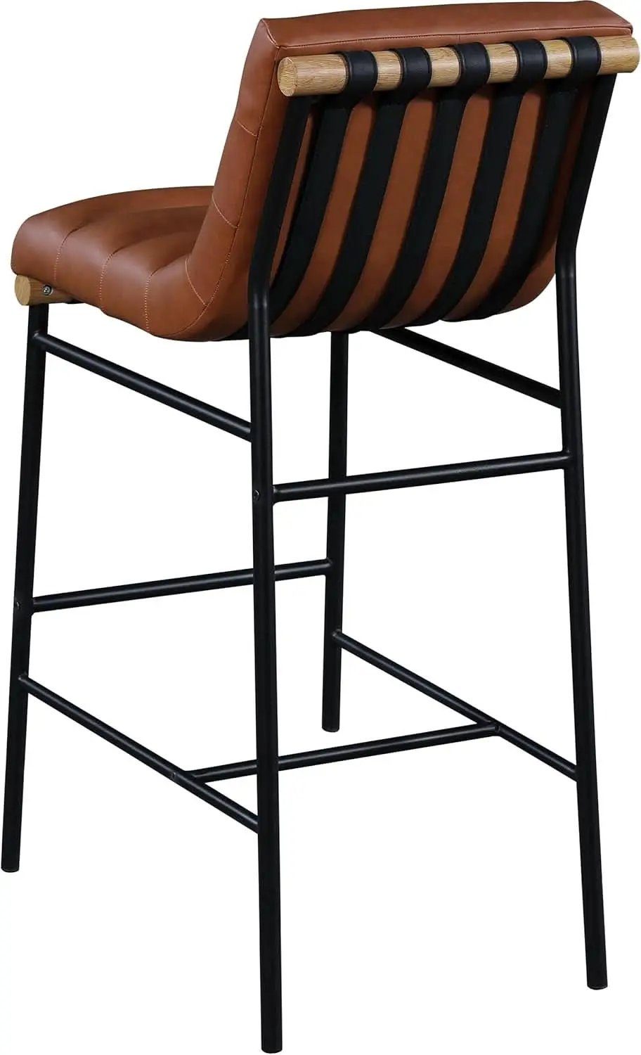 Burke Collection Modern Cognac Vegan Leather Bar Stool Matte Black Frame from PriceLows™