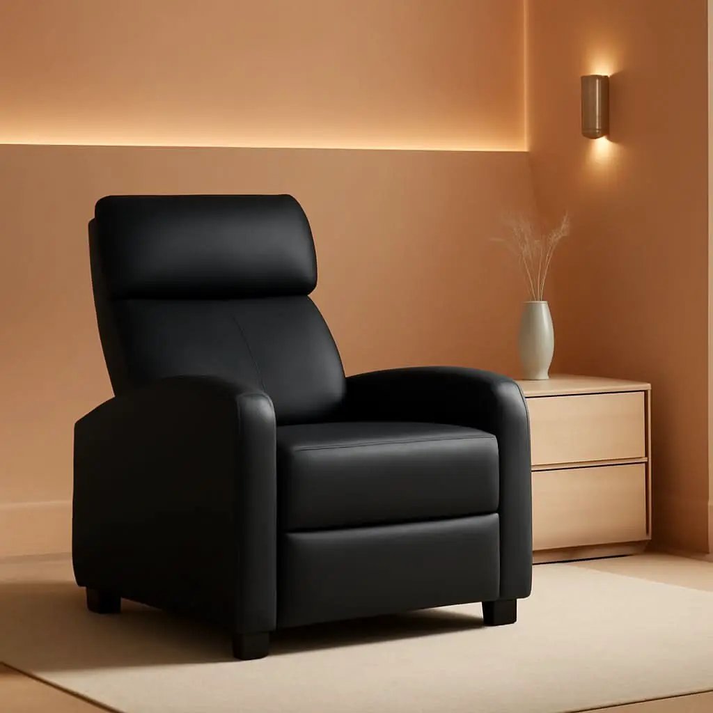 PU Leather Recliner Sofa With Lumbar Support Contemporary from PriceLows™
