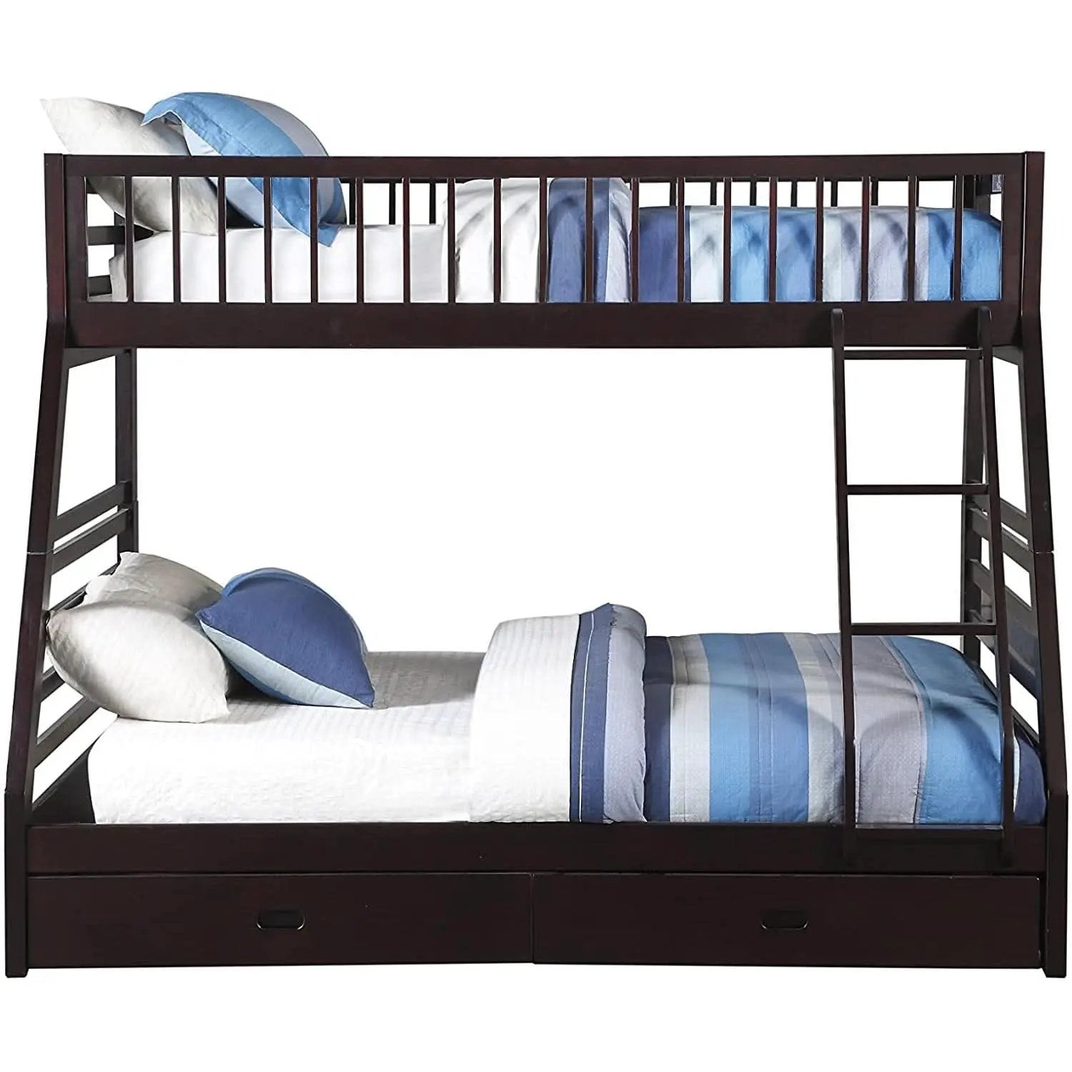 XL Twin Over Queen Bunk Bed With Drawers Espresso Finish from PriceLows™
