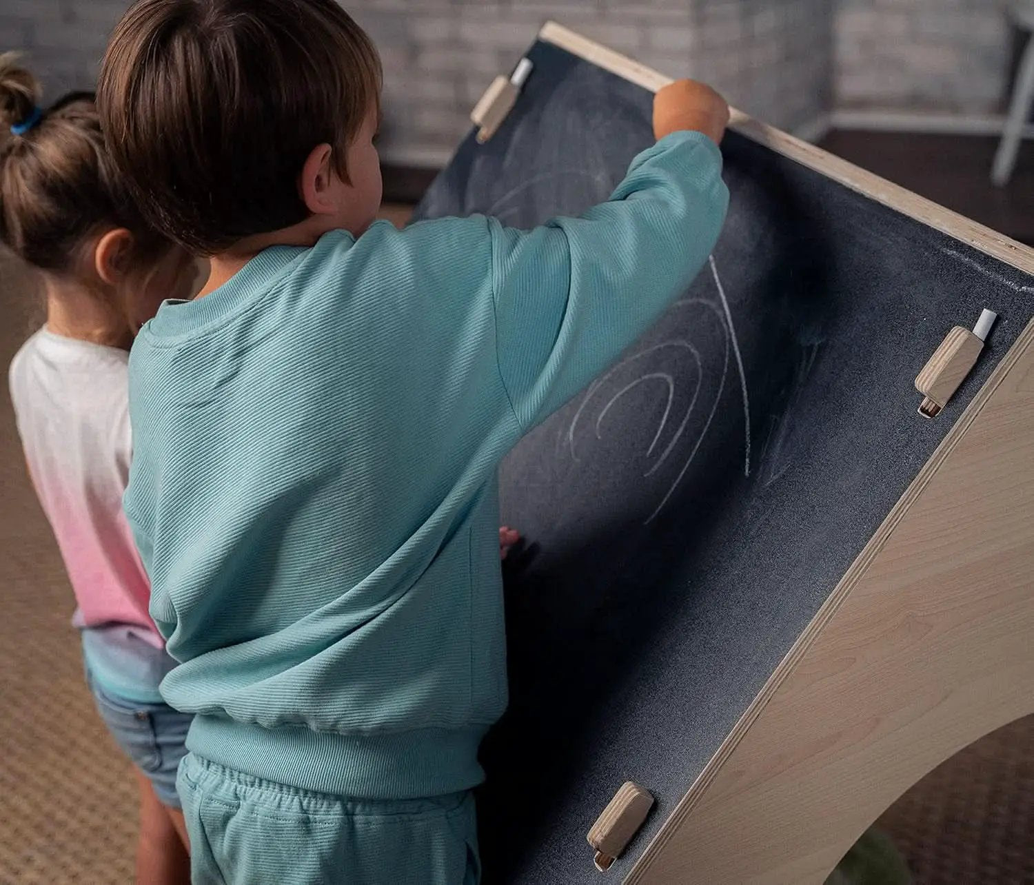 Indoor Montessori Wooden Playhouse With Chalkboard from PriceLows™