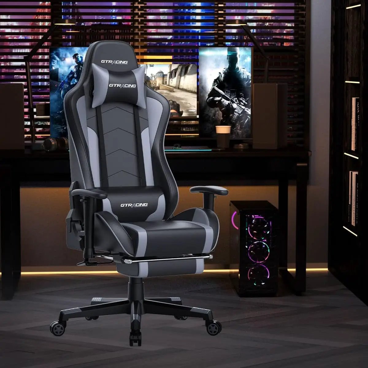 Gray Bluetooth Gaming Chair With Footrest For Home Office from PriceLows™