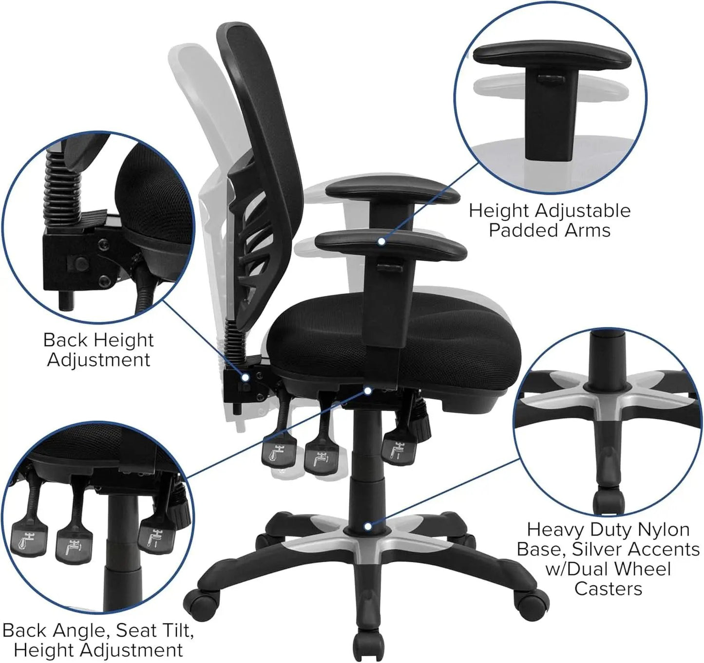 Ergonomic Mesh Office Chair With Adjustable Lumbar Black from PriceLows™