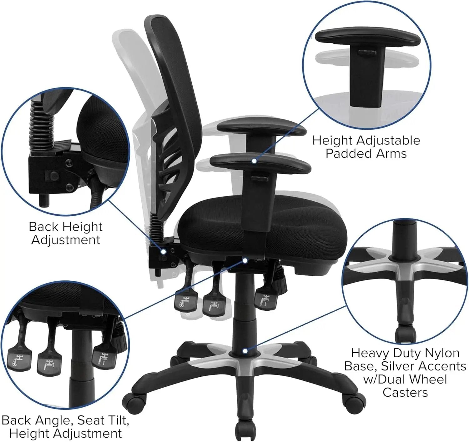 Ergonomic Mesh Office Chair With Adjustable Lumbar Black from PriceLows™