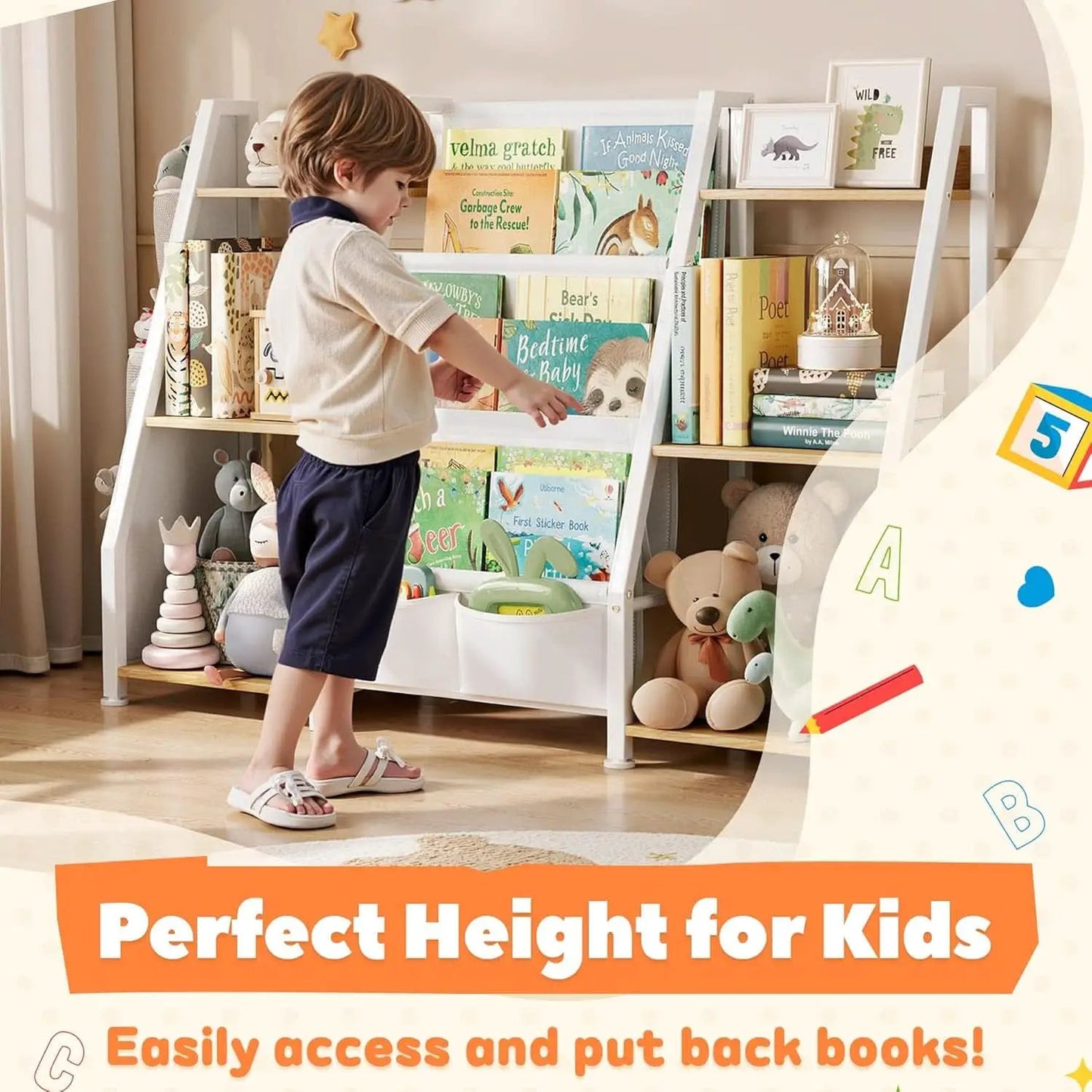 Kids Bookshelf And Toy Organizer 3-Tier Burlywood Bookcase from PriceLows™