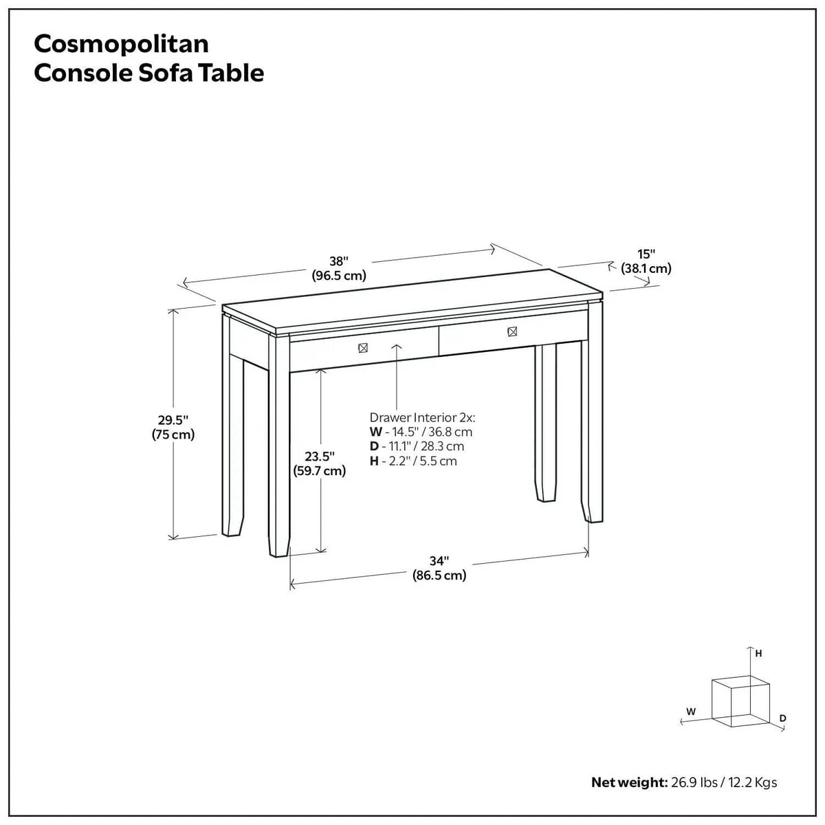 Cosmopolitan Multipurpose Table | 2 Pieces | Solid Wood & Metal | Living Room