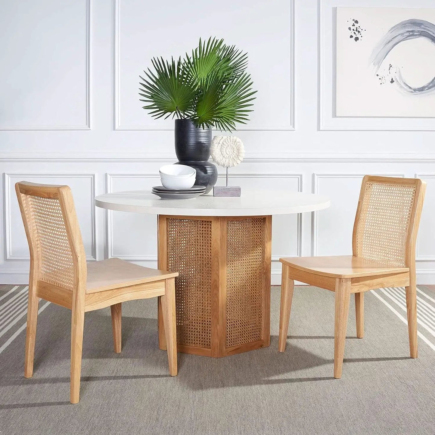 Natural Rattan Dining Chair Set Of 2 For Home Dining Room from PriceLows™