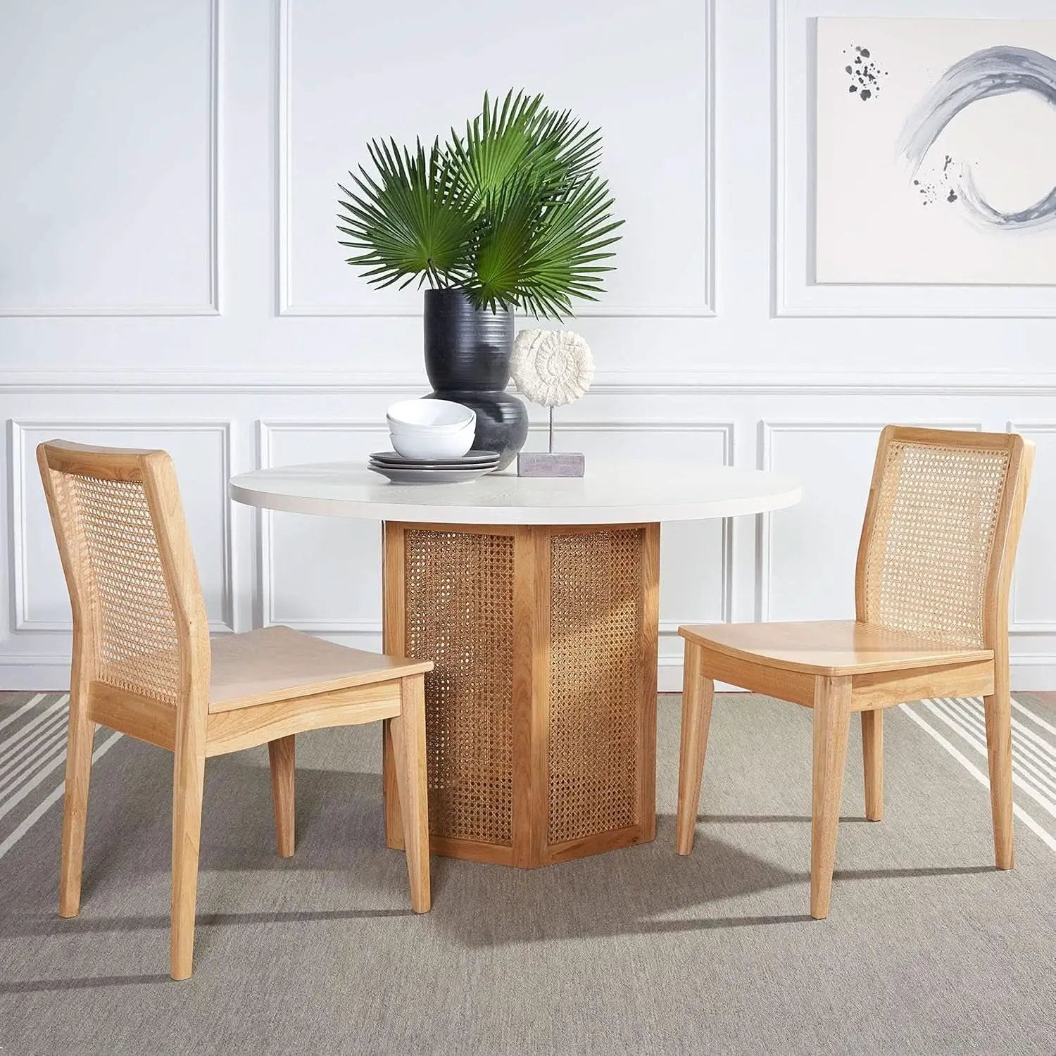 Natural Rattan Dining Chair Set Of 2 For Home Dining Room from PriceLows™