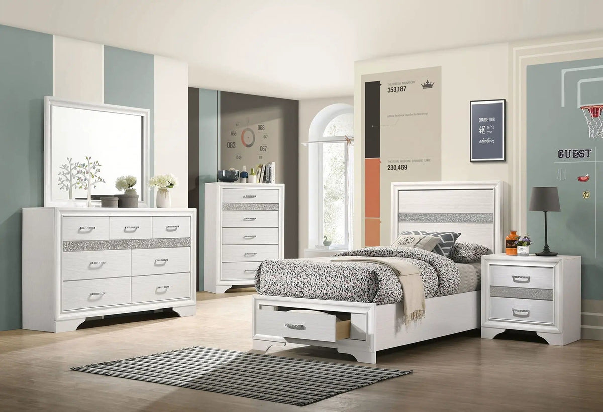 Miranda 5-piece Twin Bedroom Set (Style 2) | 5-Piece Set | Bedroom Furniture | White