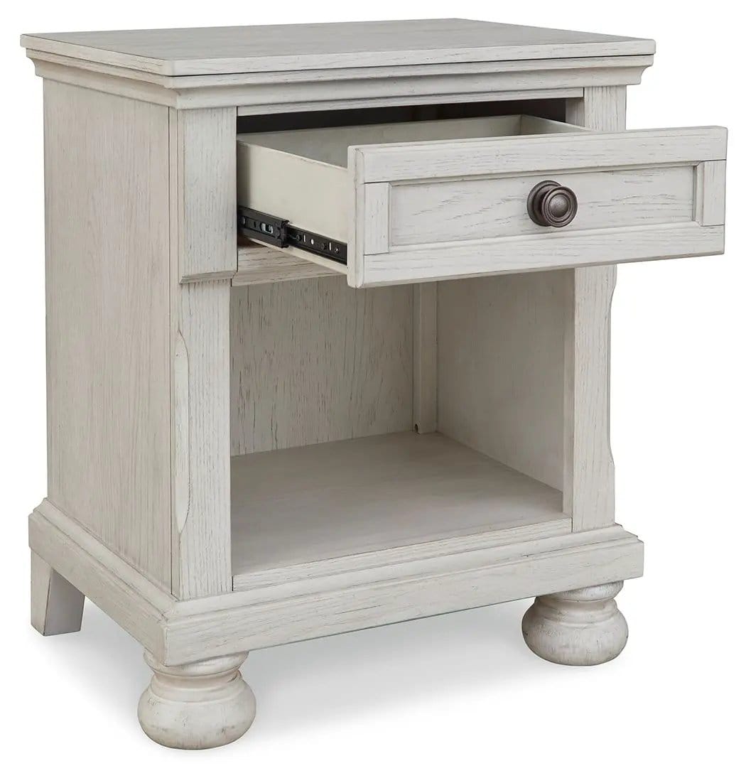 Robbinsdale One Drawer Night Stand Nightstand | 22 x 17 x 26.5 in | Engineered Wood & Oak Veneer | Antique White