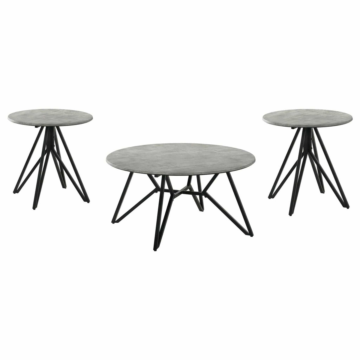 Hadi 3-piece Round SmartTop Coffee and End Table Set Cement | 3-Piece Set | Metal | Dining Room