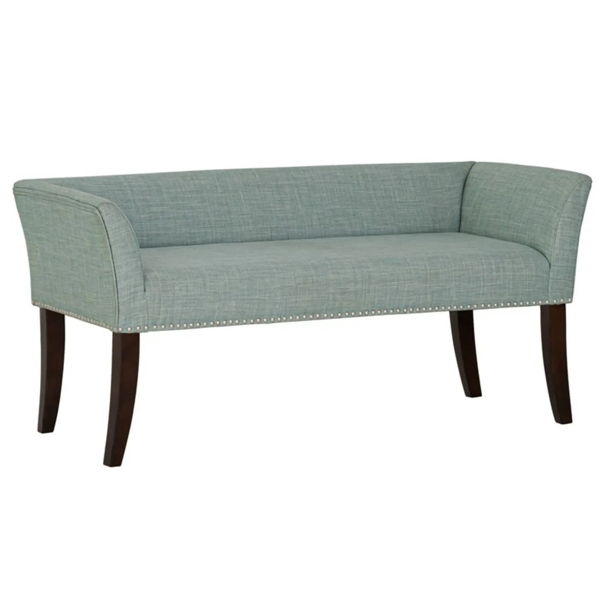 Welburn Upholstered Bench | Padded Low Back | Flared Arms | High-Density Foam And Fiber Fill