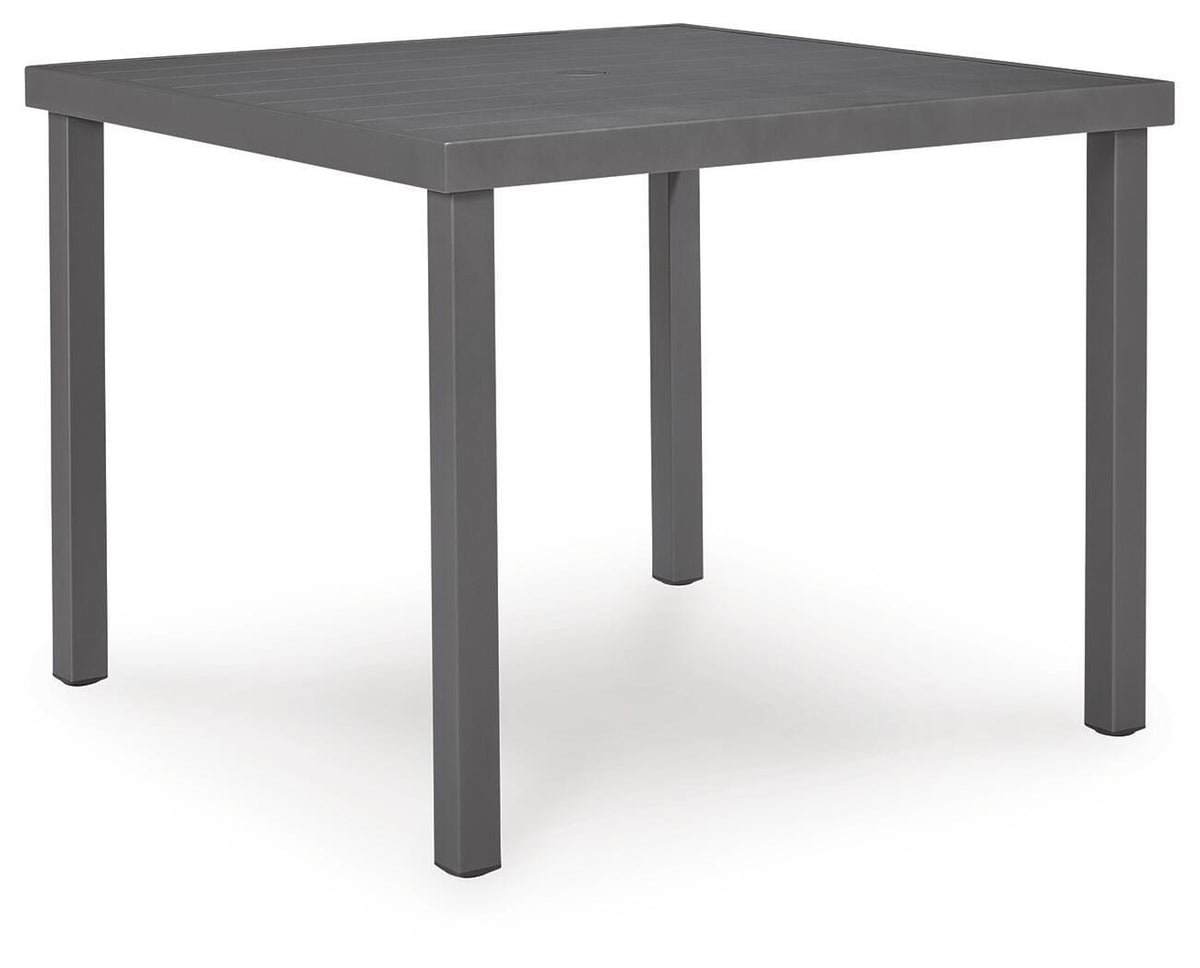 Rocky Creek Square Dining Table With Umbrella Option | 38 x 38 x 29.25 in | Stainless Steel & Aluminum | Gray