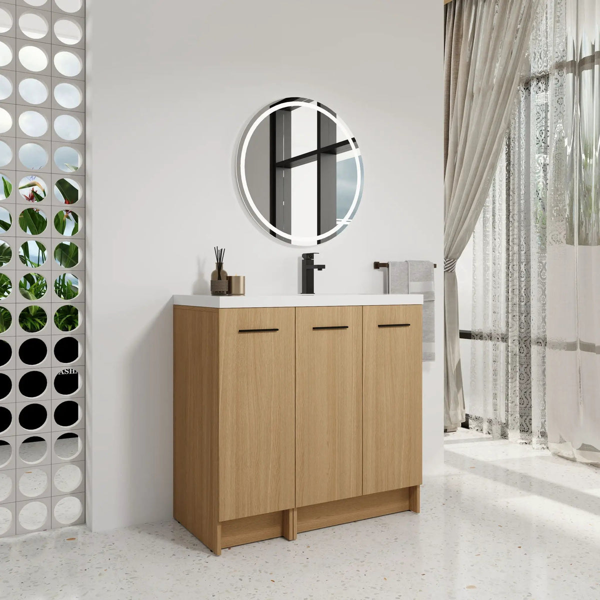 Wall Mounted Floating Bathroom Vanity | 3 Door Modular | Gel Coat Sink