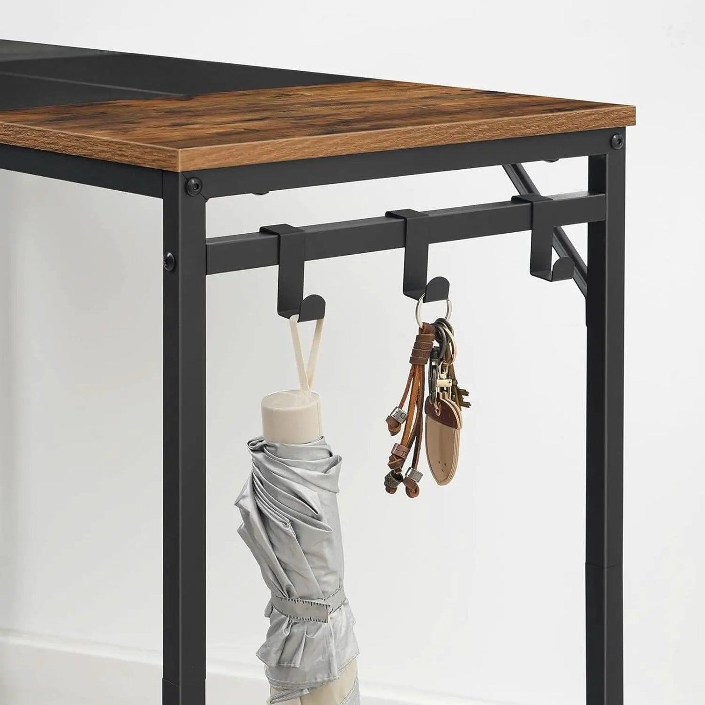 Computer Desk With Power Outlets In Rustic Brown And Black from PriceLows™
