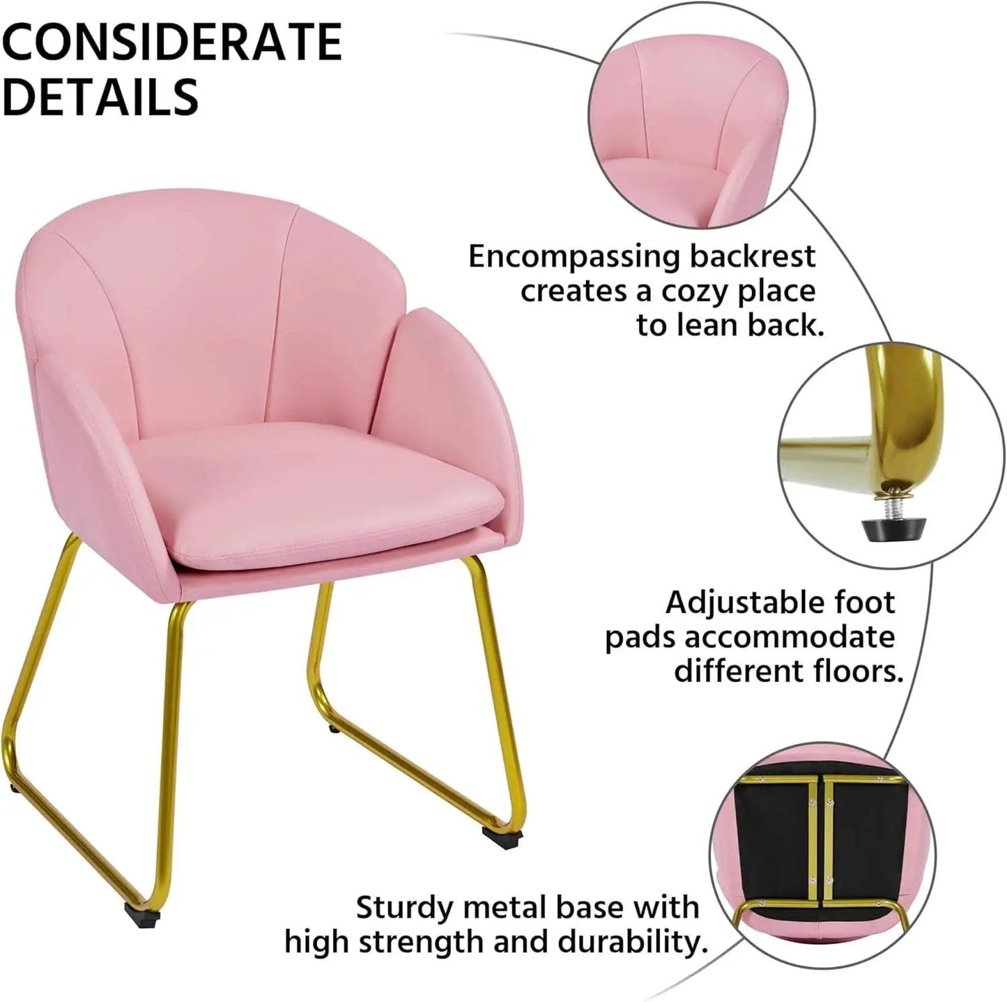 Modern PU Leather Armchair Flower With Golden Legs Pink from PriceLows™