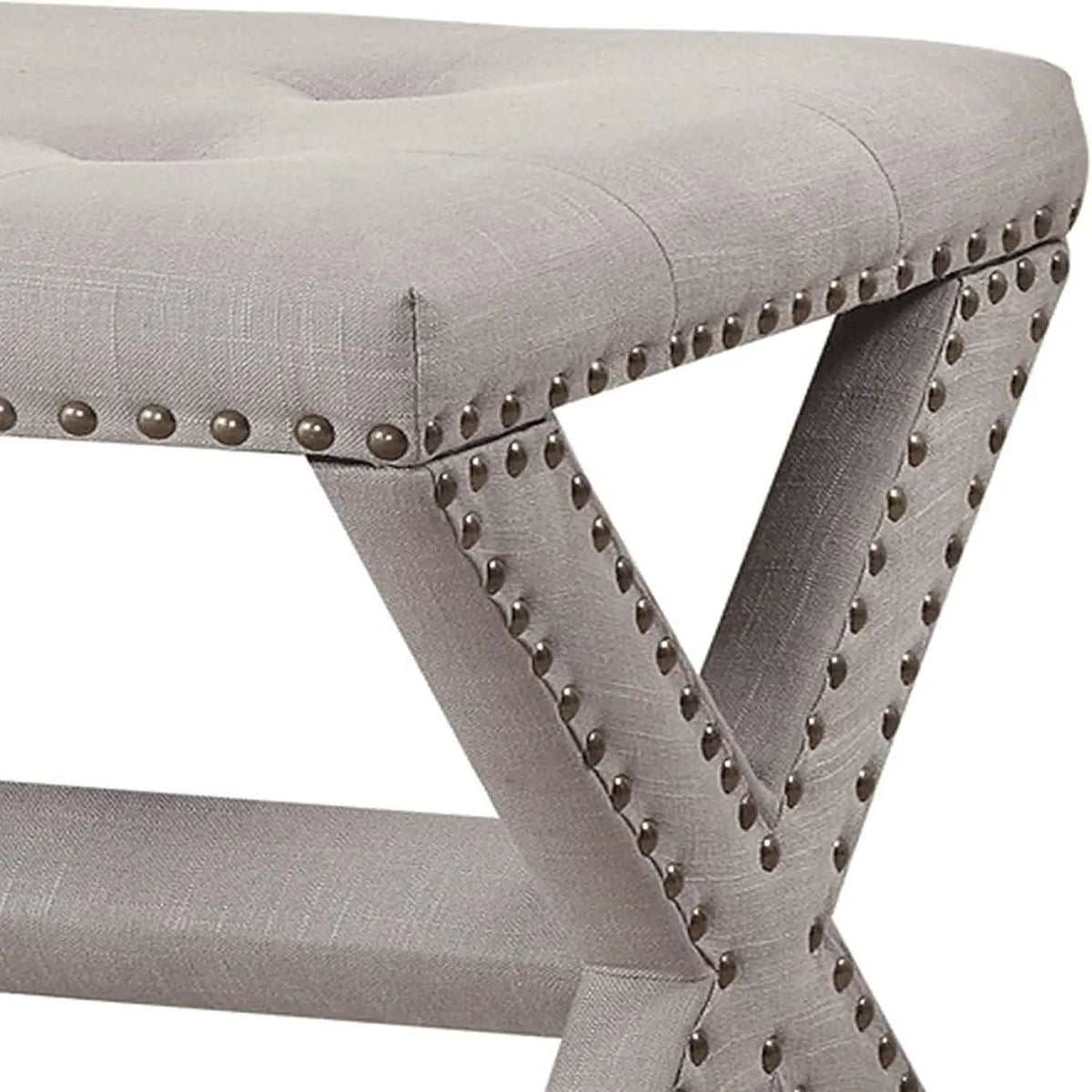 Upholstered Accent Bench | Nailhead Trim | Tufted Seat Cushion