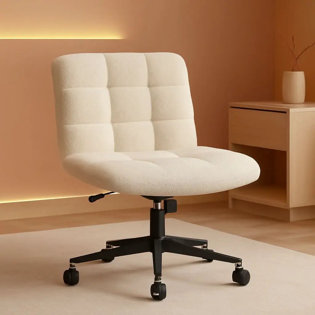 Swivel Faux Fur Armless Desk Chair With Wheels Height Adjustable from PriceLows™