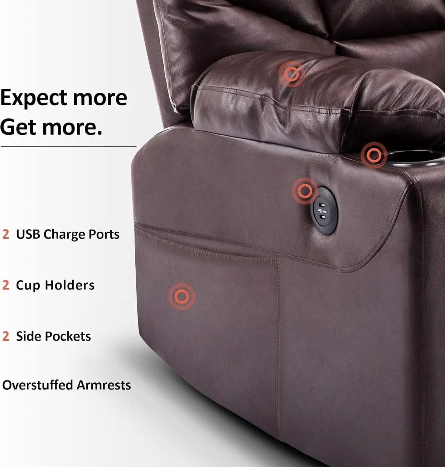 Electric Power Lift Recliner Chair Dark Brown Massage from PriceLows™
