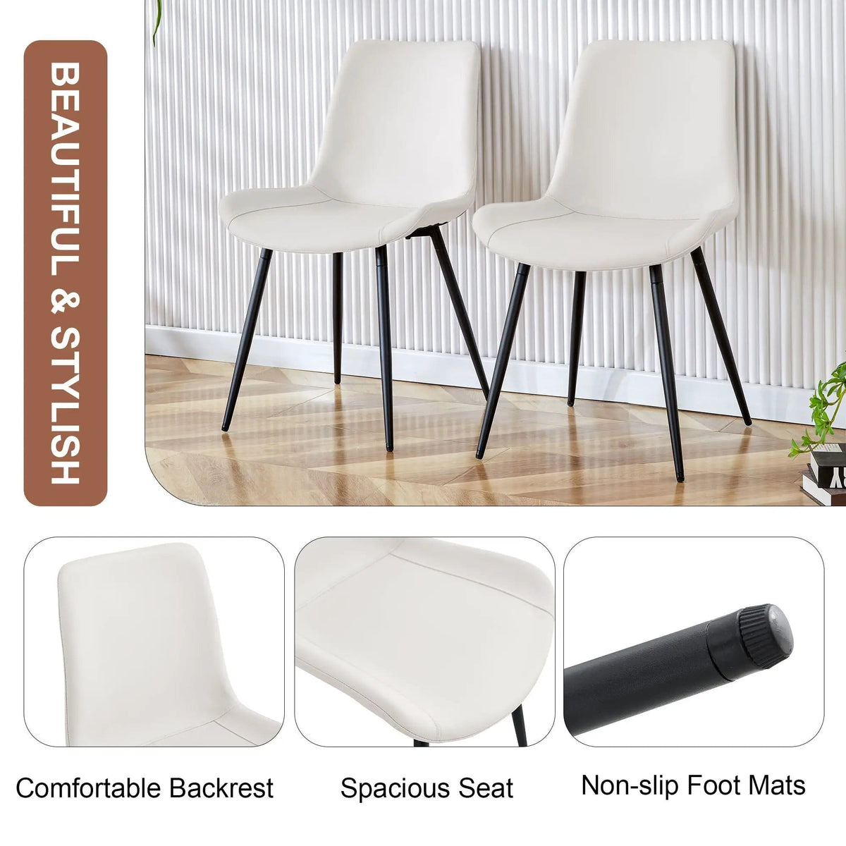 Modern Medieval Style Restaurant Cushioned Chairs With Suede Backrests Chair Set | 3 Pieces | Fabric & Metal | Dining Room