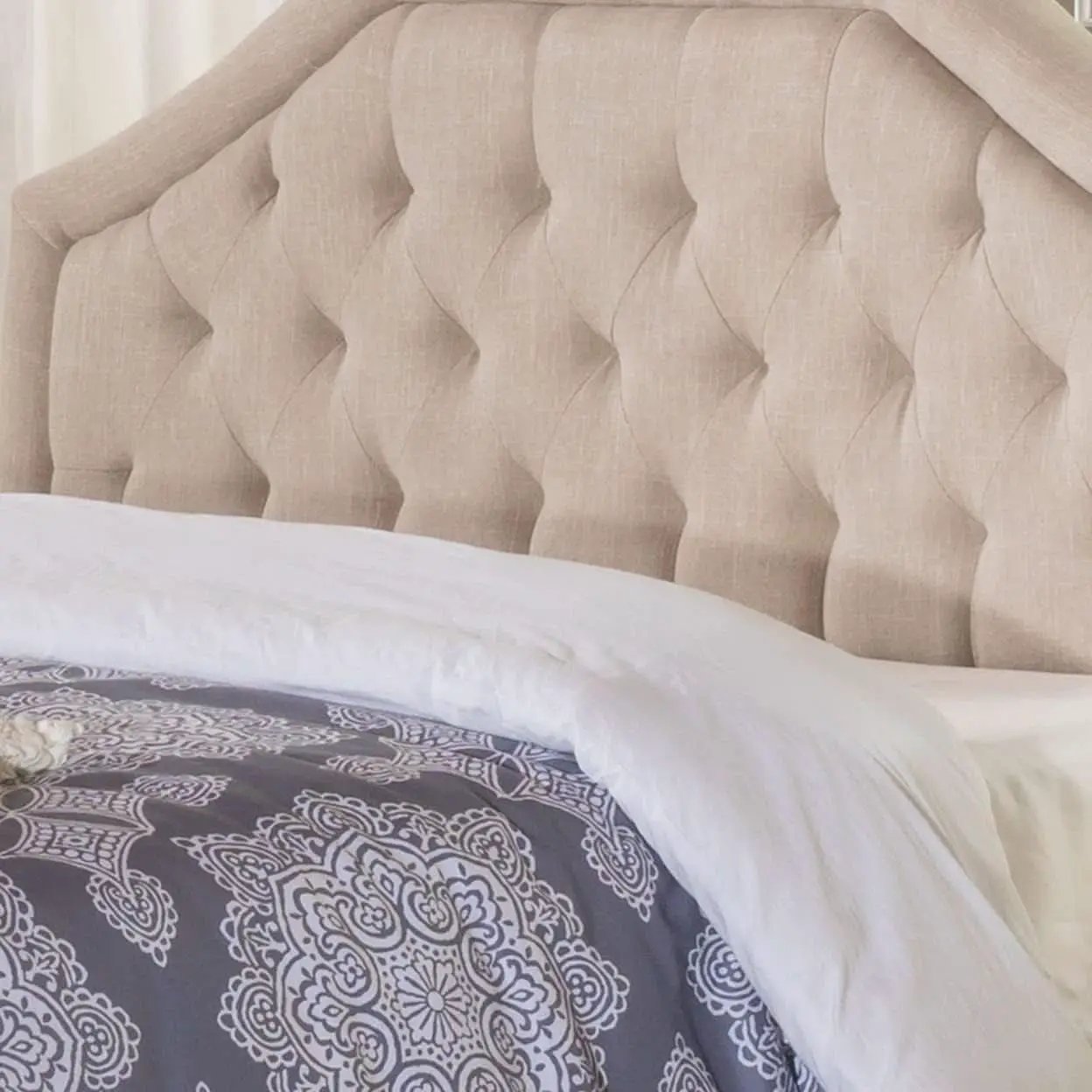 Luxurious Light Beige King Headboard for Elegant Bedrooms from PriceLows™