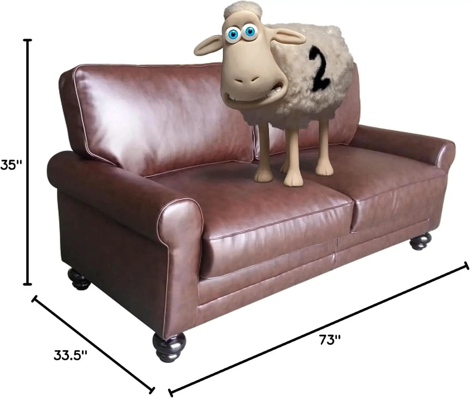 Copenhagen Rolled Arm Loveseat Chestnut Bonded Leather from PriceLows™