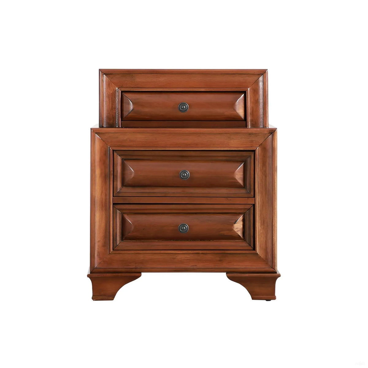Storage Nightstand | 3 Drawer | Oak Finish | Pre Assembled