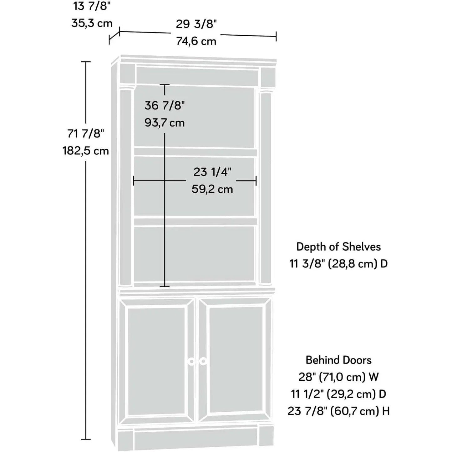 Palladia Library With Doors Bookcase Wind Oak 29 Inch Wide from PriceLows™