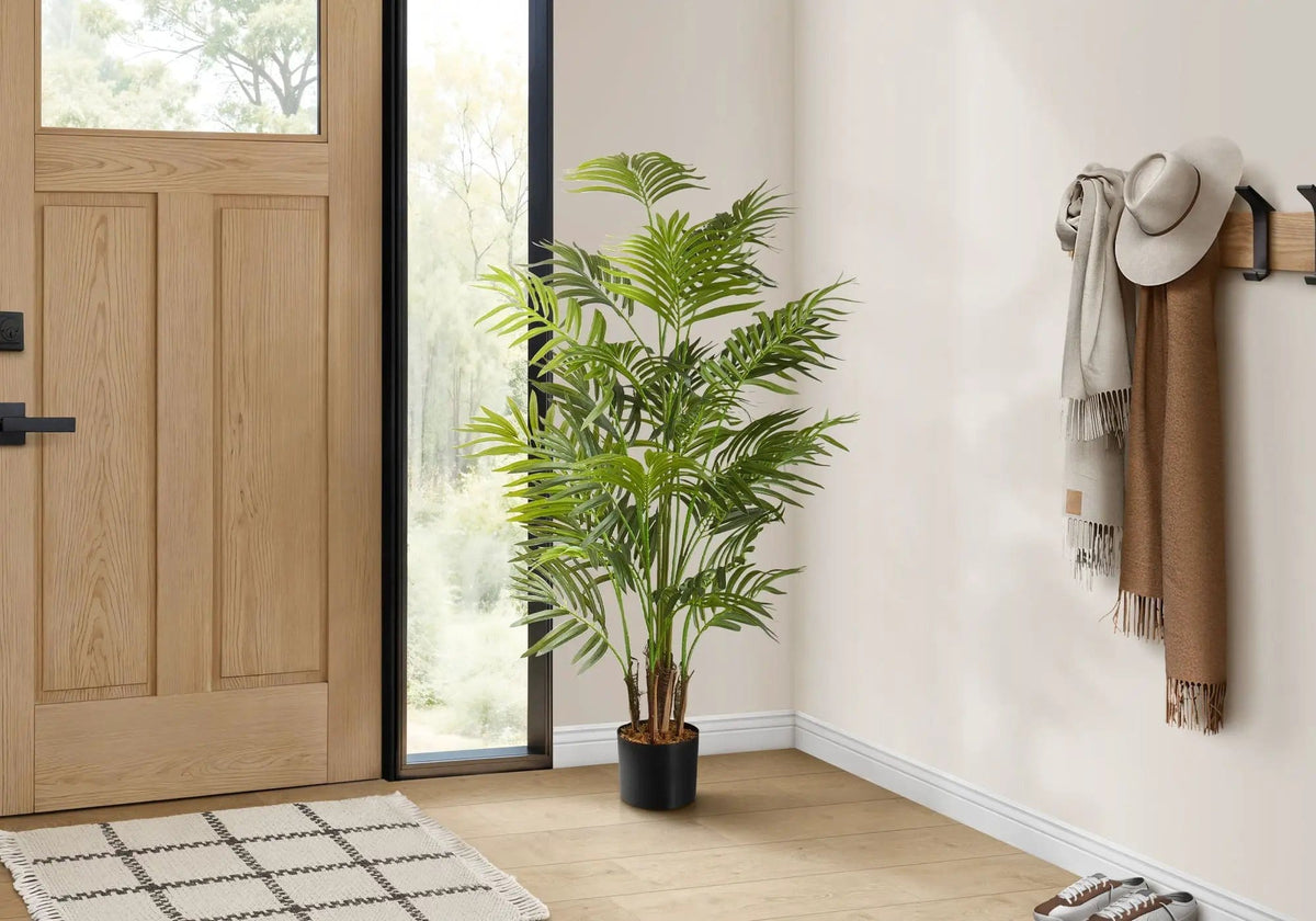 47" Tall, Artificial Plant, Areca Palm Tree, Indoor, Faux, Fake, Floor, Greenery | 27.5 x 27.5 x 47.25 in | Home Furniture | Black