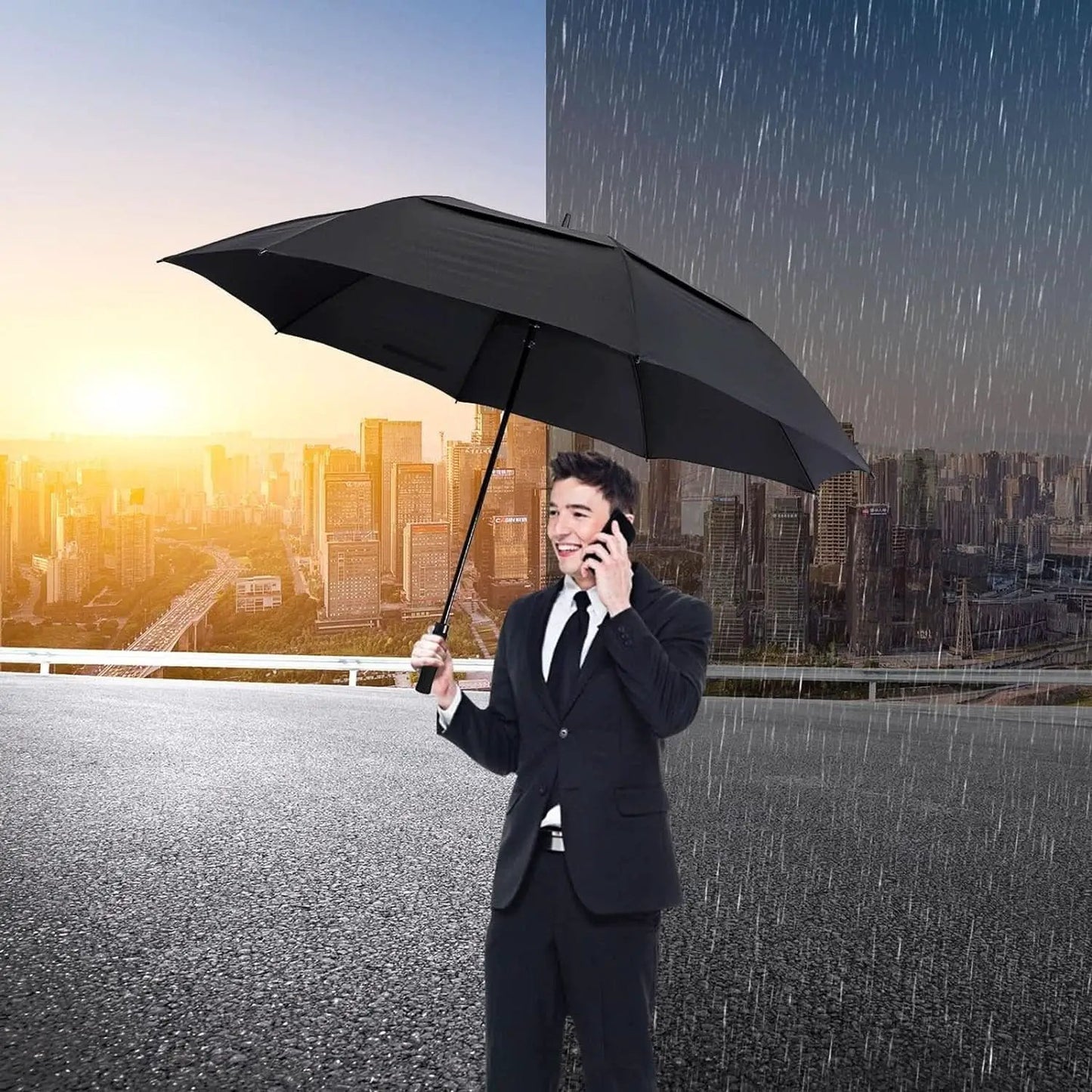 72 Inch Windproof Golf Umbrella Auto Open Double Canopy from PriceLows™