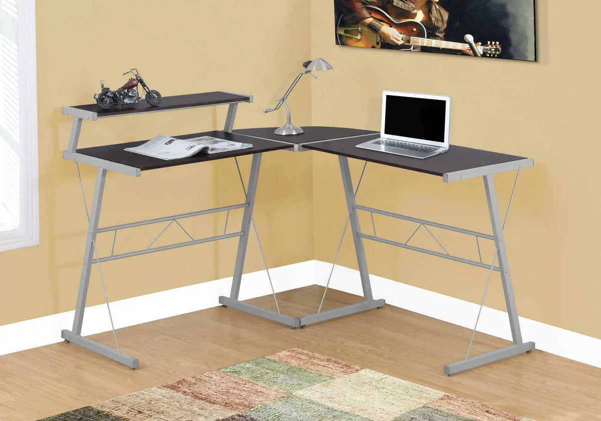 L-Shaped Computer Desk | 48.25 Inch Width | Raised Left Shelf | Durable Construction