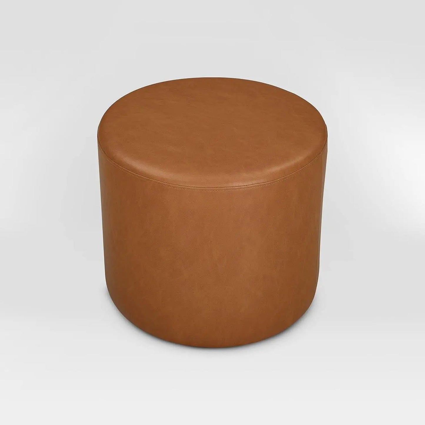 19-Inch Round Caramel Faux Leather Ottoman Footrest from PriceLows™