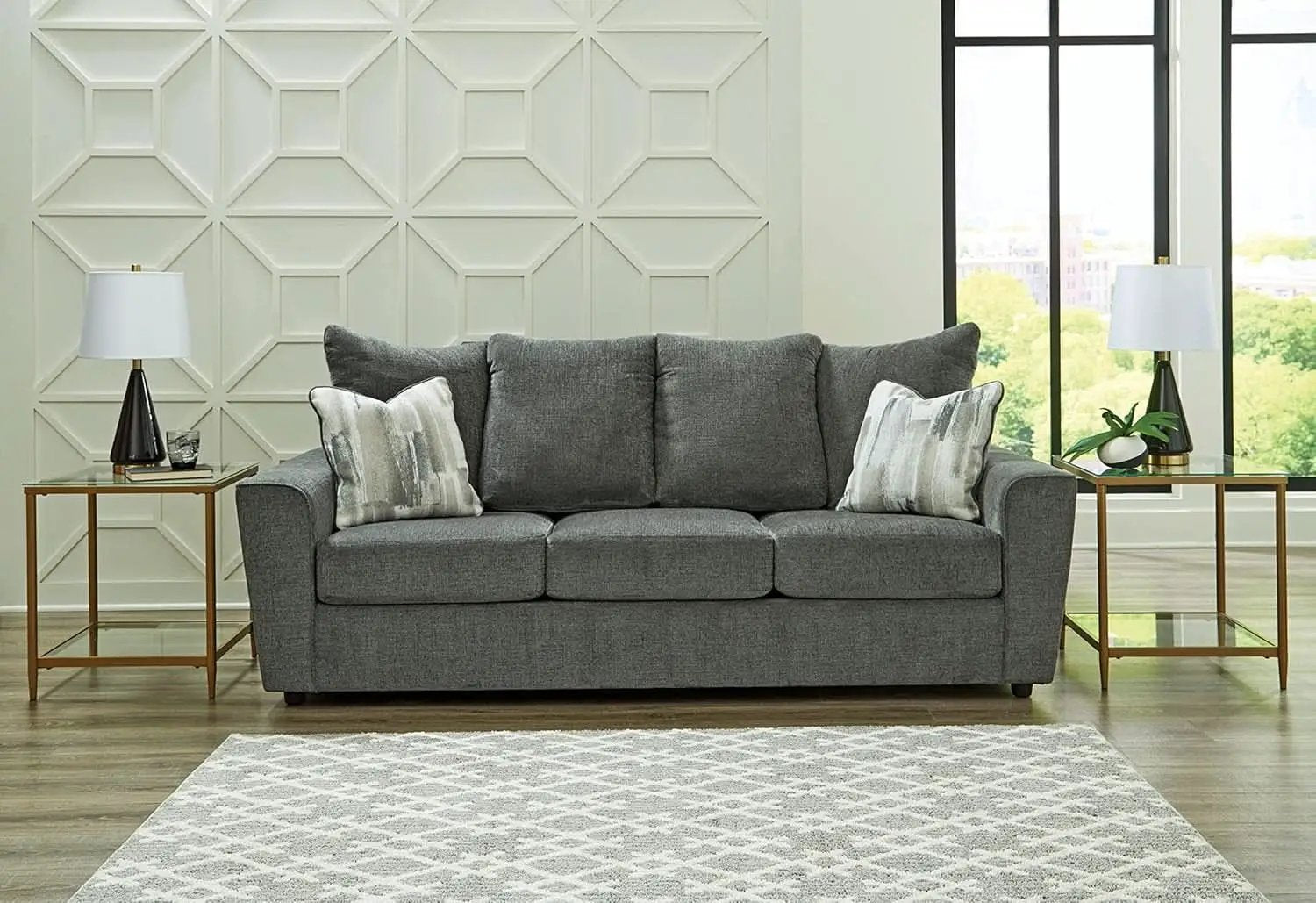 Gray Upholstered Casual Sofa With Flared Arms Modern from PriceLows™