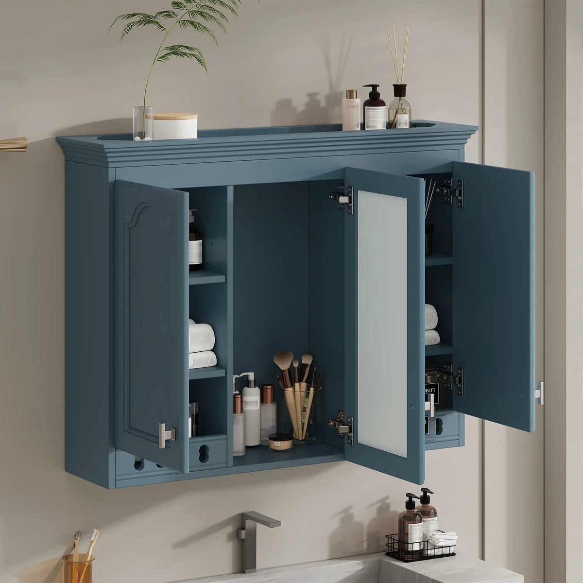 Wall Mount Mirror Cabinet | Adjustable Shelves | Soft Closing Hinges