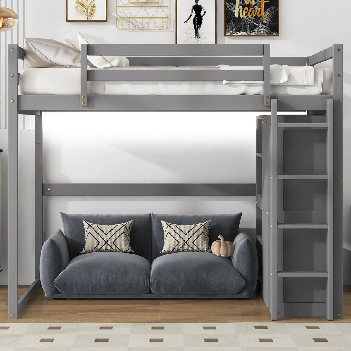 Loft Bed | Built In Wardrobe | Storage Shelves | Led Lighting