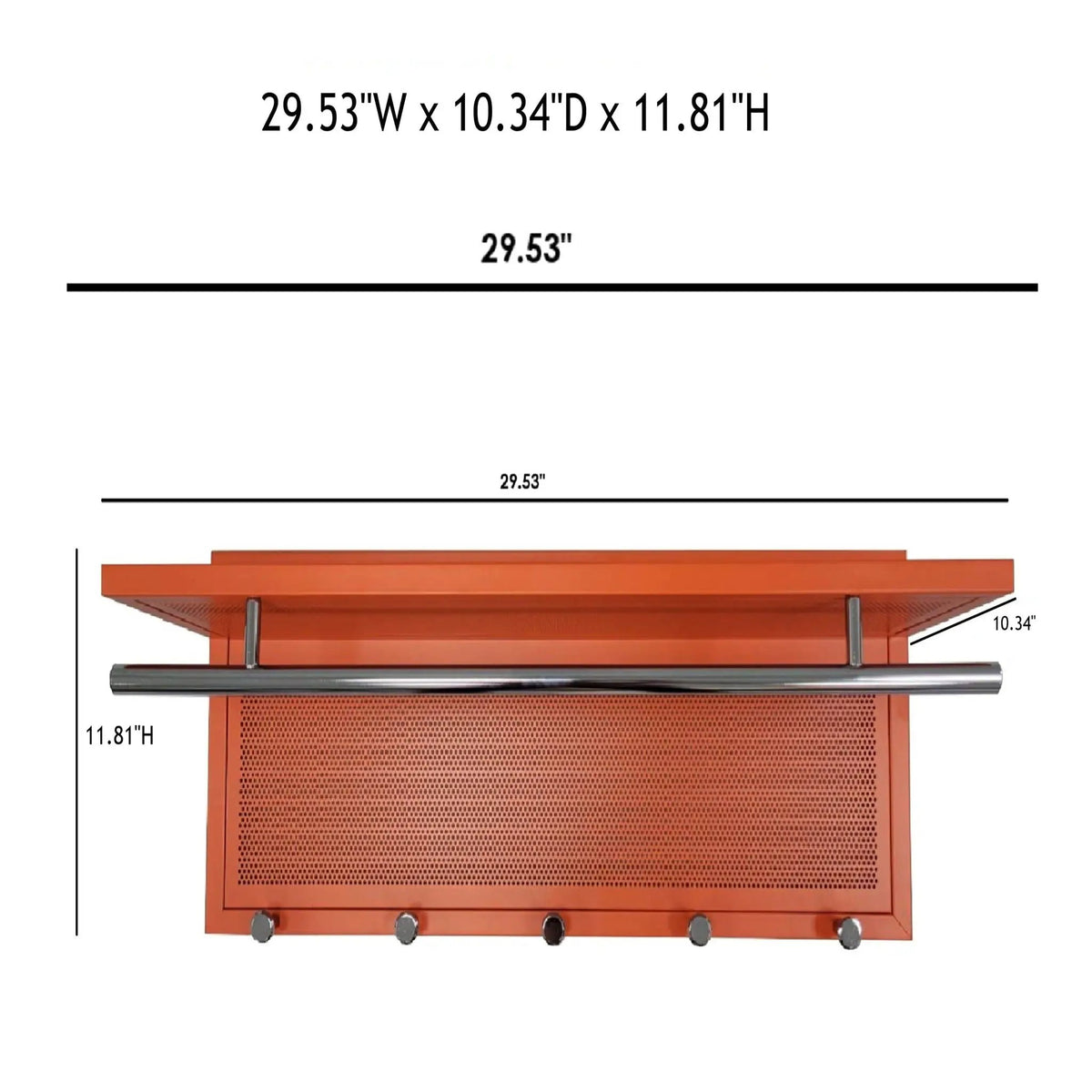 Wall Mounted Coat Rack | 5 Metal Hooks | Storage Shelf And Hanging Bar