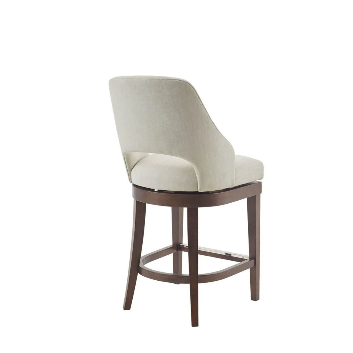 Swivel Counter Stool | Cream Upholstery | Open Back Design | Solid Wood Legs